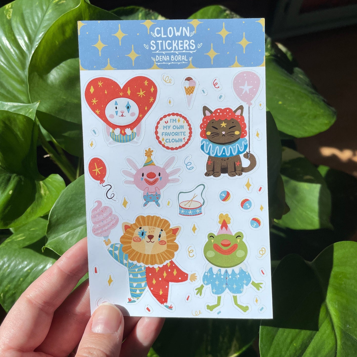 Clown | Hoja de pegatinas stickers decoración payasos | Pack de pegatinas precortadas