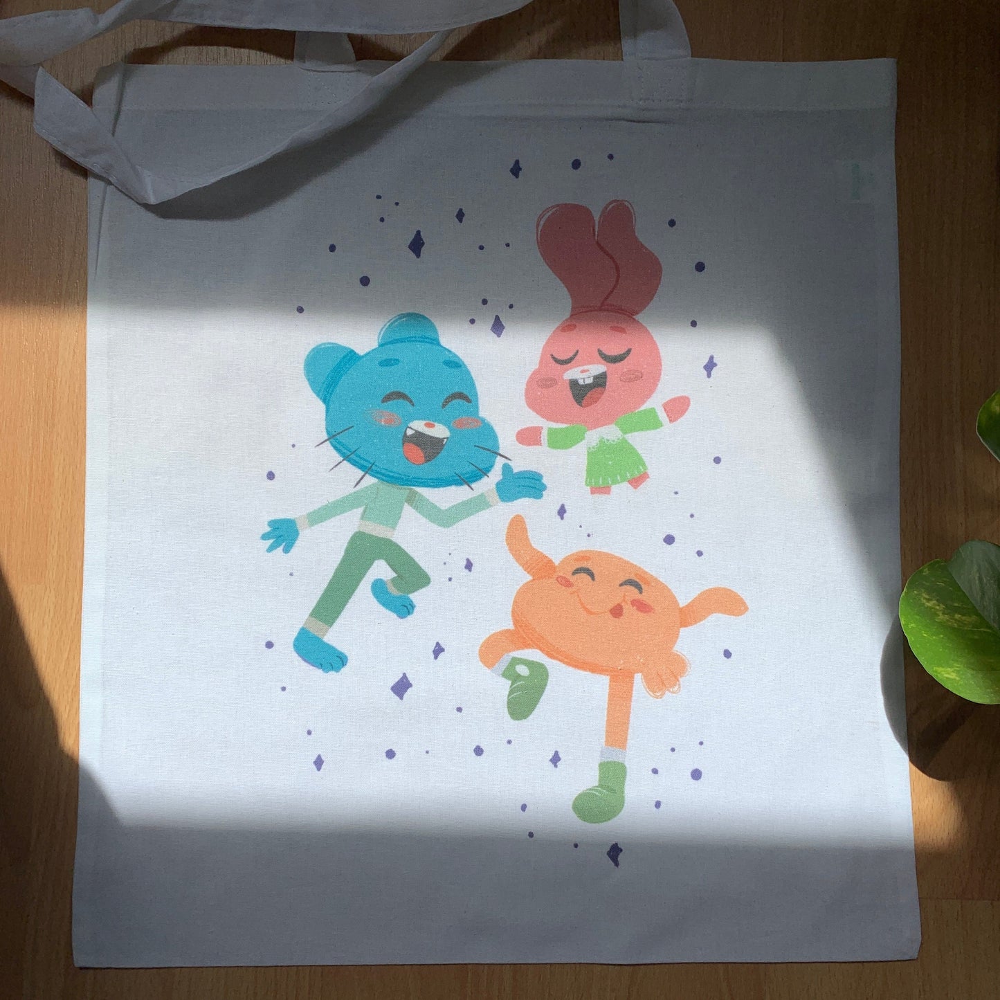Tote Bag Gumball, Bolsa Tela Fanart The Amazing World of Gumball, Fan Art Bolso 100% Algodón 40x40cm 16x16inch