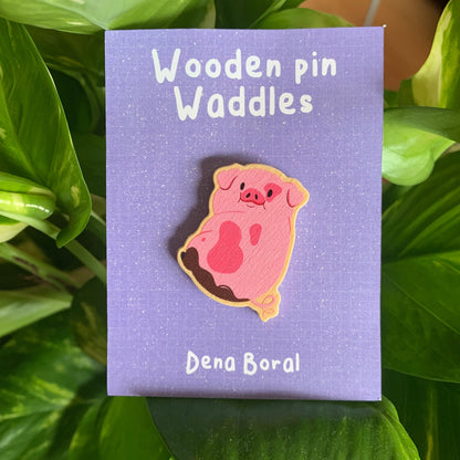 Bamboleos Gravity Falls Waddles Pin de Madera Natural