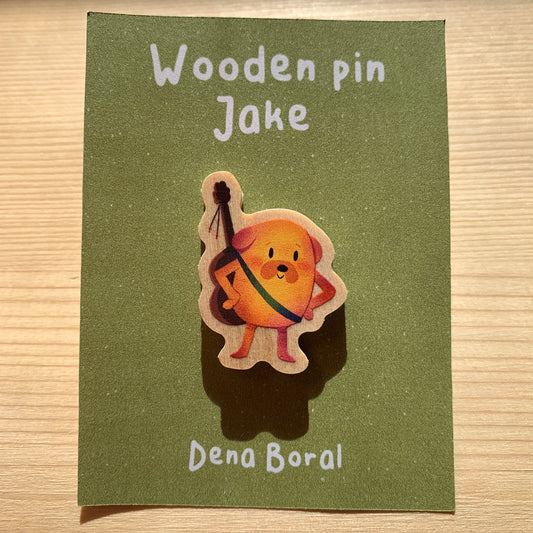 Pin de Madera Jake Hora de Aventuras | Jake el perro Wooden Pin Inspired | Pin Original Regalo Eco Friendly Madera Natural