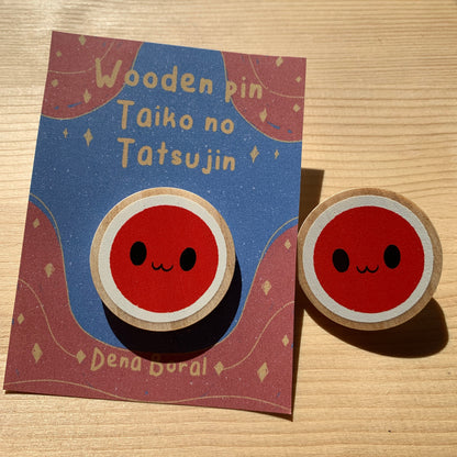 Pin de Madera Taiko No Tatsujin | Drum Wooden Pin Inspired Tambor | Pin Original Regalo Eco Friendly Madera Natural