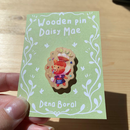 Pin de madera natural, Juliana Animal Crossing New Horizons, Nintendo Switch Daisy Mae