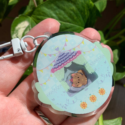 Llavero perro caseta marrón | Tamagotchi shaker