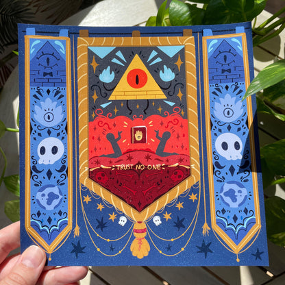 Print Bill Cipher Cult:  Fanart de la colección de ilustraciones "Gravity Falls"