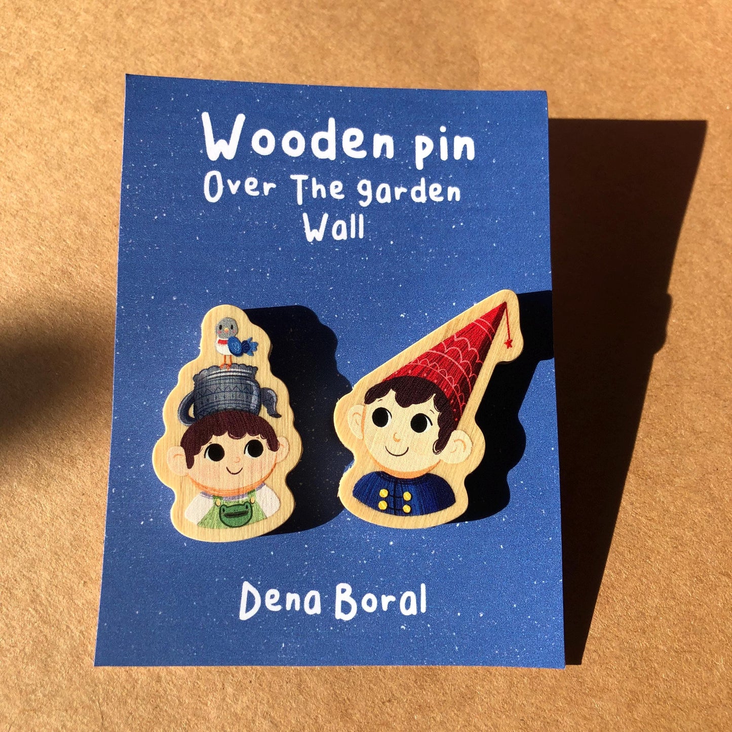 Over The Garden Wall Doble Pin de madera natural, Wirt & Greg OTGW