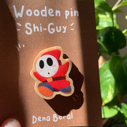 Pin de madera natural, Shi-Guy Super Mario Bros, Nintendo Switch