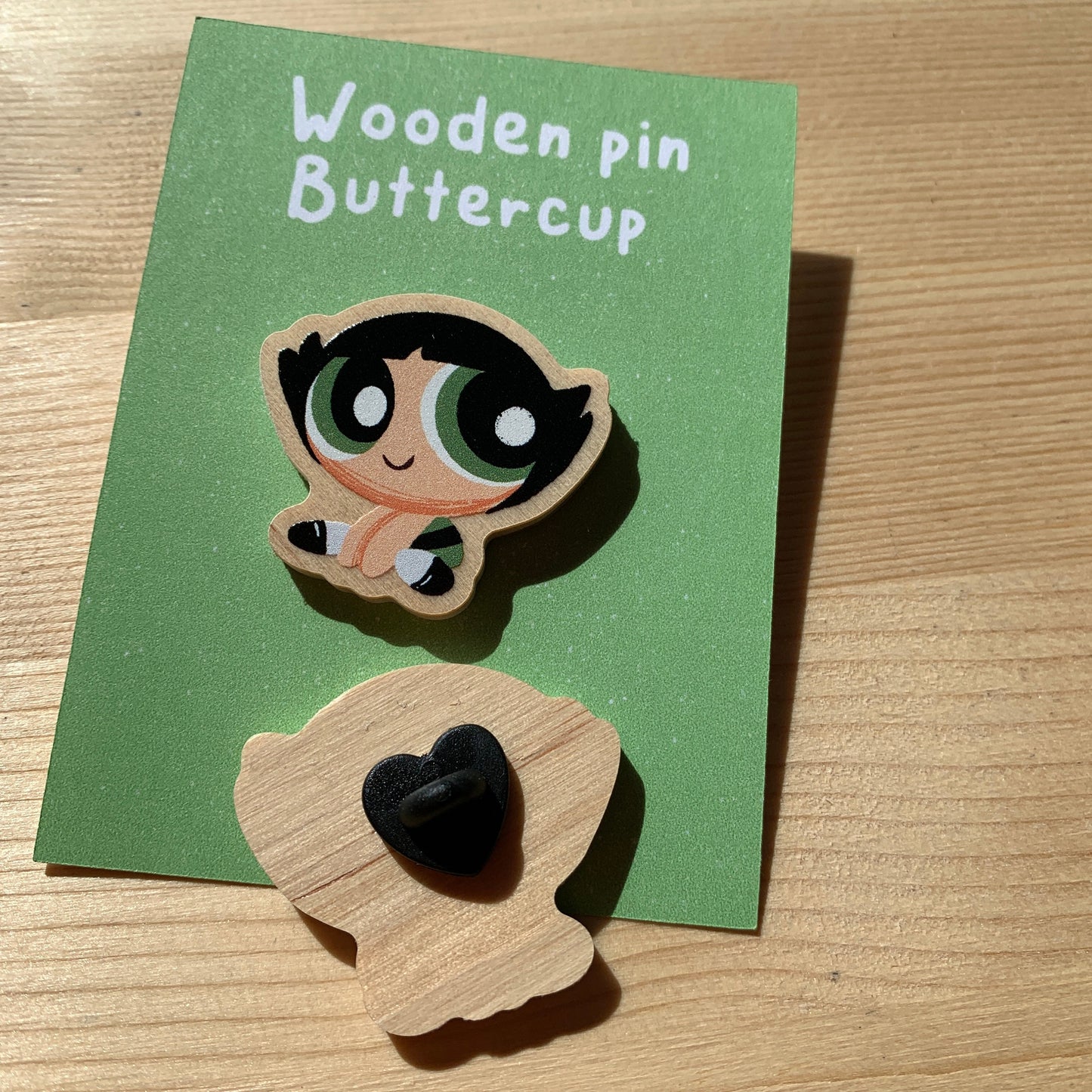 Pin de Madera Cactus Las Supernenas | Buttercup The Powerpuff girls Wooden Pin Badge | Las chicas superpoderosas