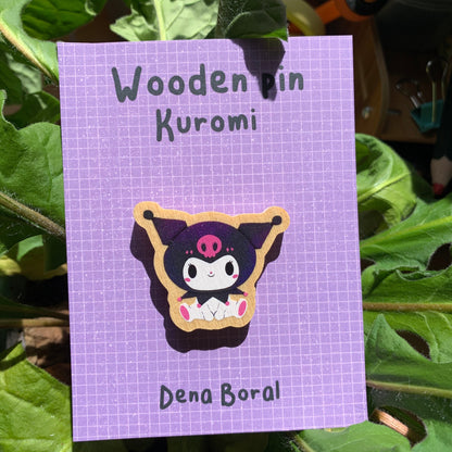Kuromi | Kuromi Wooden Pin Badge | Kuromi