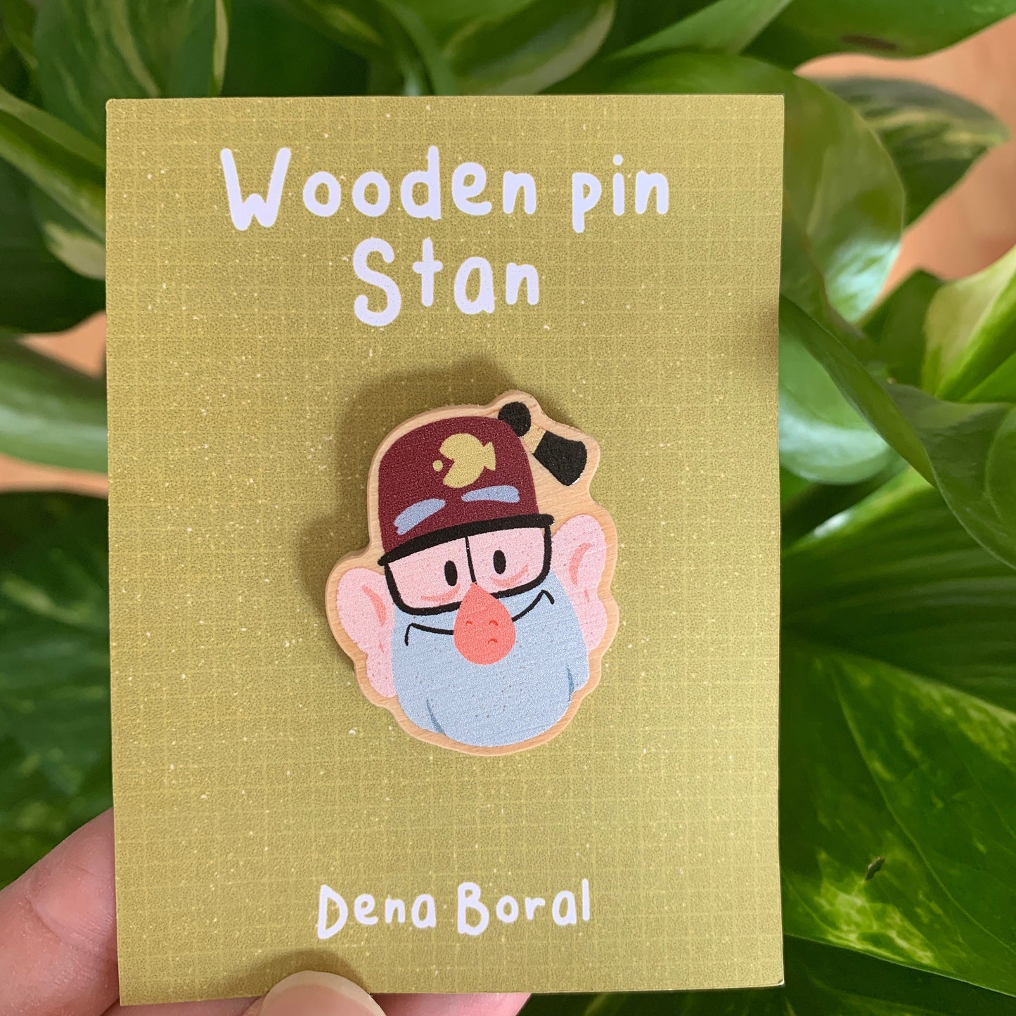Stan Pines Gravity Falls Pin de Madera Natural