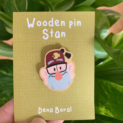 Stan Pines Gravity Falls Pin de Madera Natural