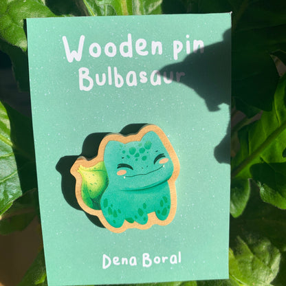 Pin de Madera Bulbasur-poke |Bulbasur-poke Wooden Pin Badge |