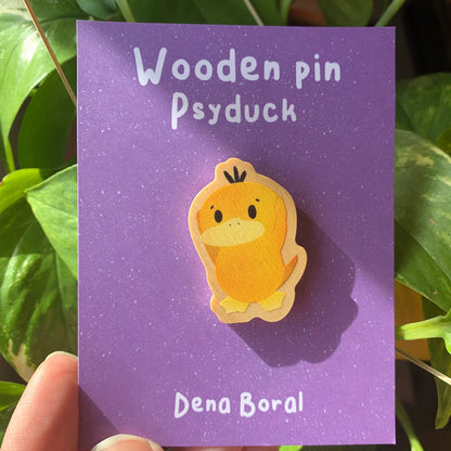 Pin de Madera Psyduck-poke |Psyduck  Wooden Pin Badge | Psyduck