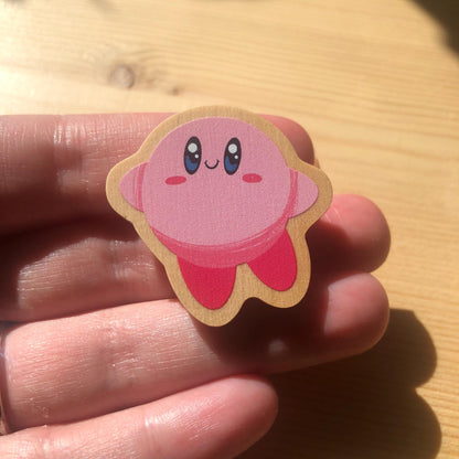 Pin de Madera Kirby | Wooden Pin Inspired Kirby | Pin Original Regalo Eco Friendly Madera Natural