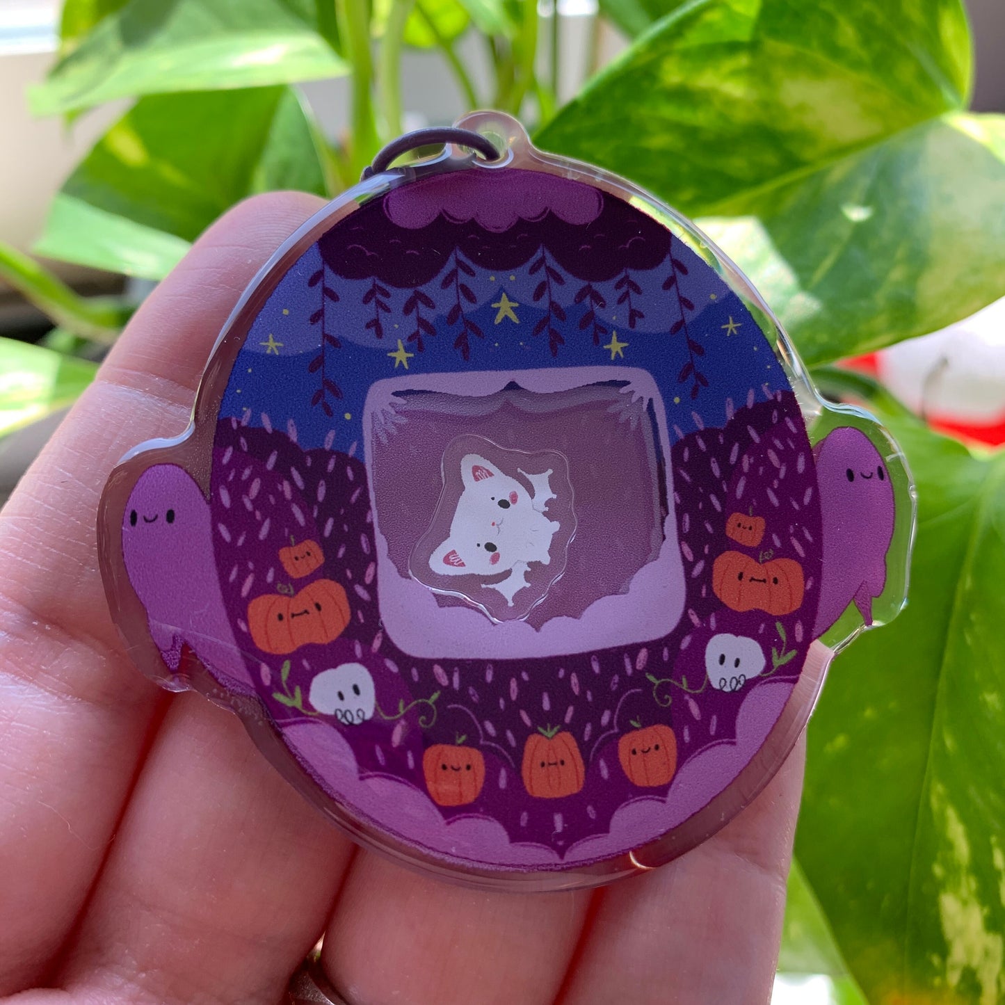 Llavero Halloween  murciélago blanco | Tamagotchi shaker