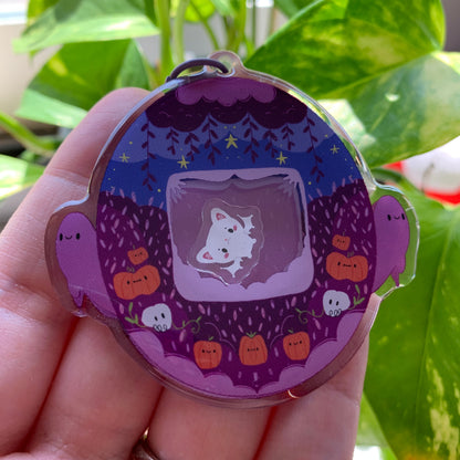 Llavero Halloween  murciélago blanco | Tamagotchi shaker