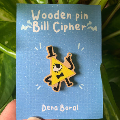 Bill Cipher Gravity Falls Pin de Madera Natural