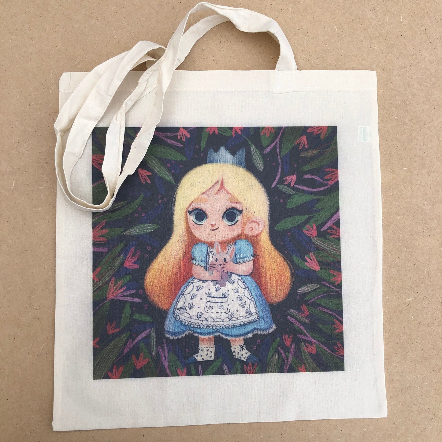 Tote Bag Alicia | Totebag Fanart Alicia en el Pais de las Maravillas | Alice in Wonderland Fan Art 100% Cotton 40x40cm 16x16inch