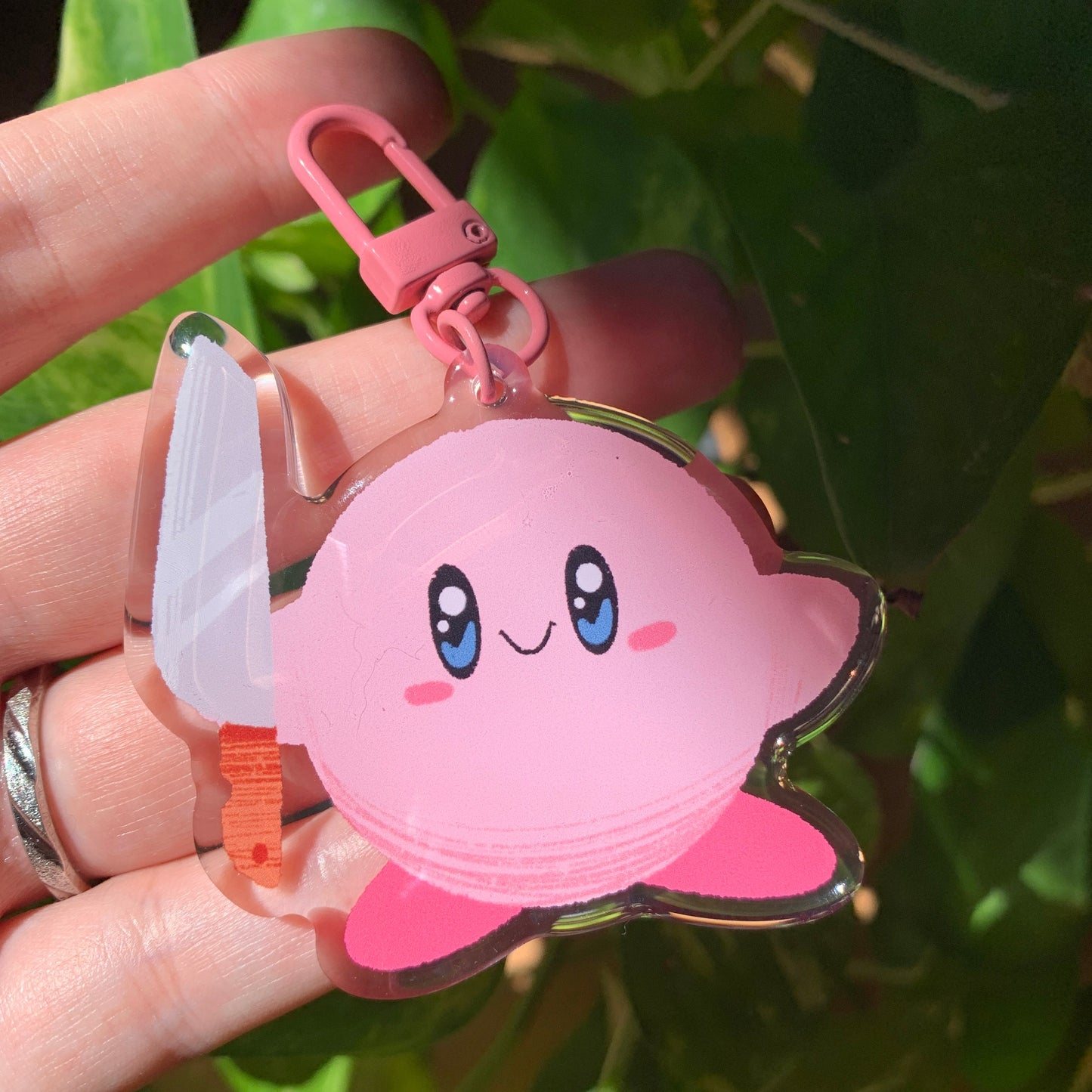 Llavero Acrilico de Kirby Cuchillo, Colección Kirby, Llavero acrilico con epoxy doble cara, colgante para mochilas