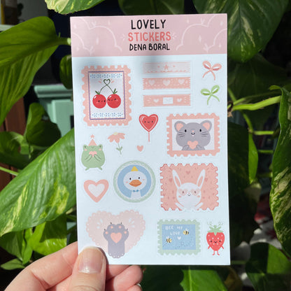 Lovely | Hoja de pegatinas stickers decoración | Pack de pegatinas precortadas