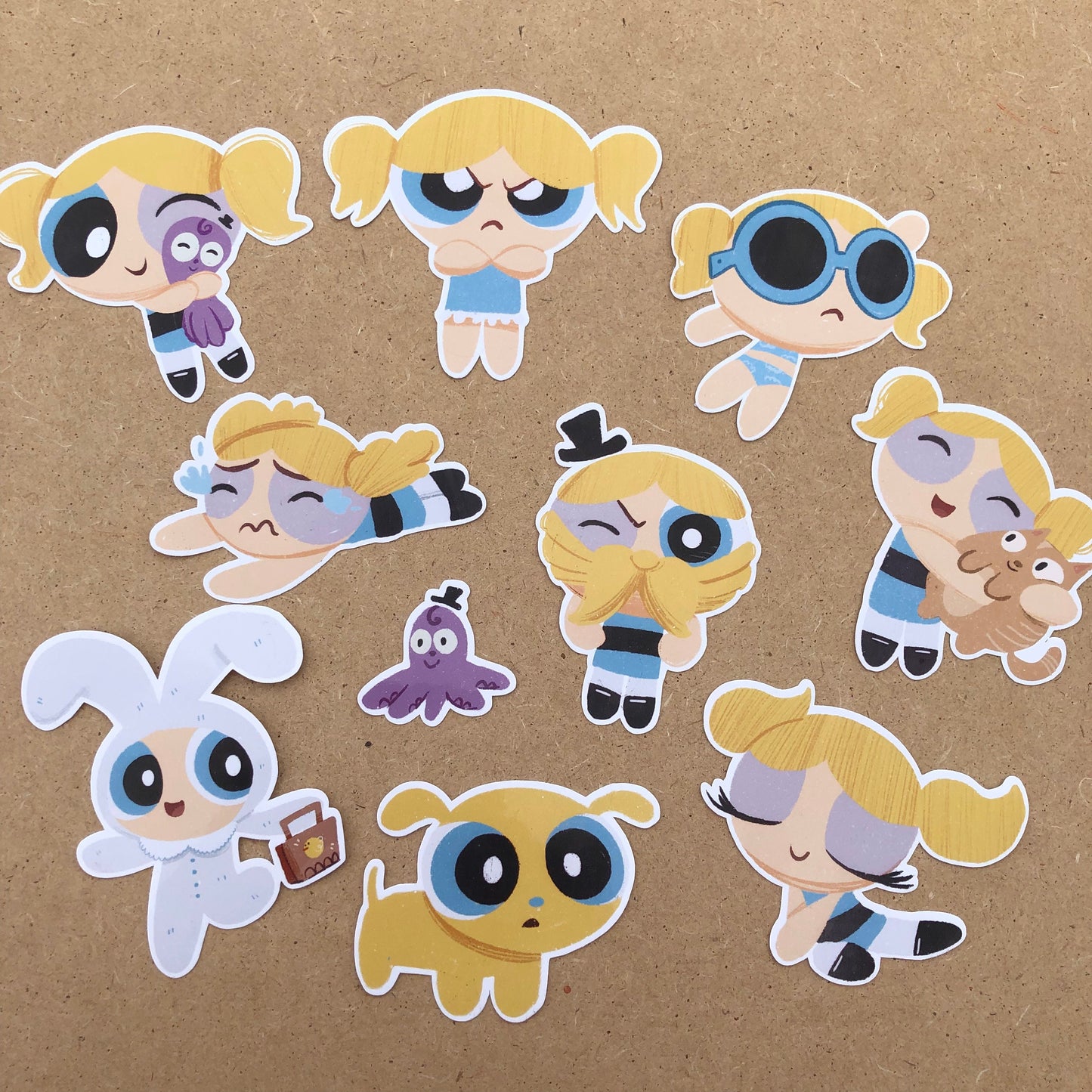 Pack Pegatinas Burbuja Las Supernenas | Bubbles The Powerpuff Girls Stickers Pack | Cartoon Network Fanart | Las Chicas Superpoderosas