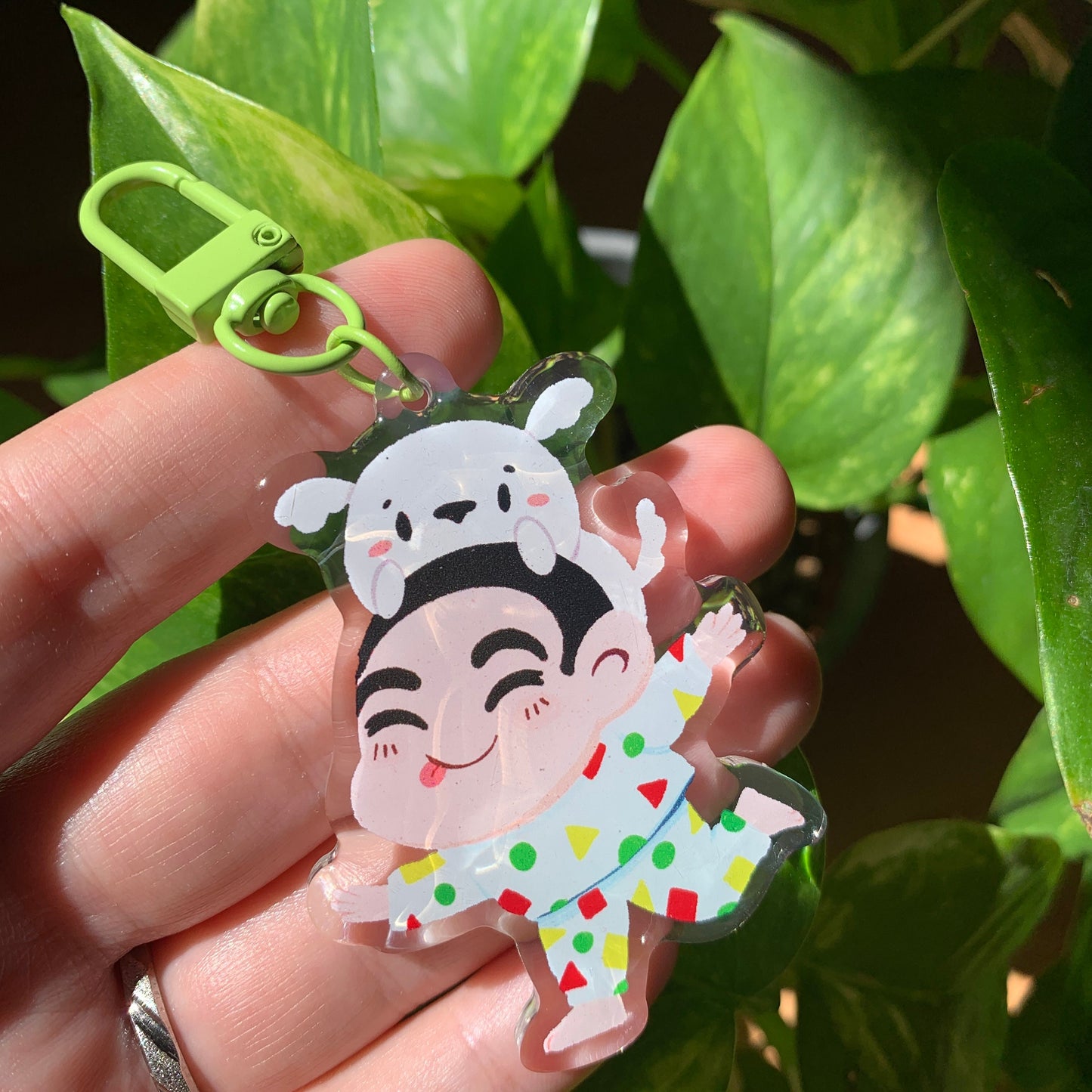Shin-Chan Keyring | Llavero acrilico epoxy | Colgante regalo llaves mochila | Shin-Chan y Nevado