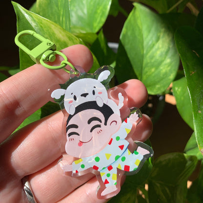Shin-Chan Keyring | Llavero acrilico epoxy | Colgante regalo llaves mochila | Shin-Chan y Nevado