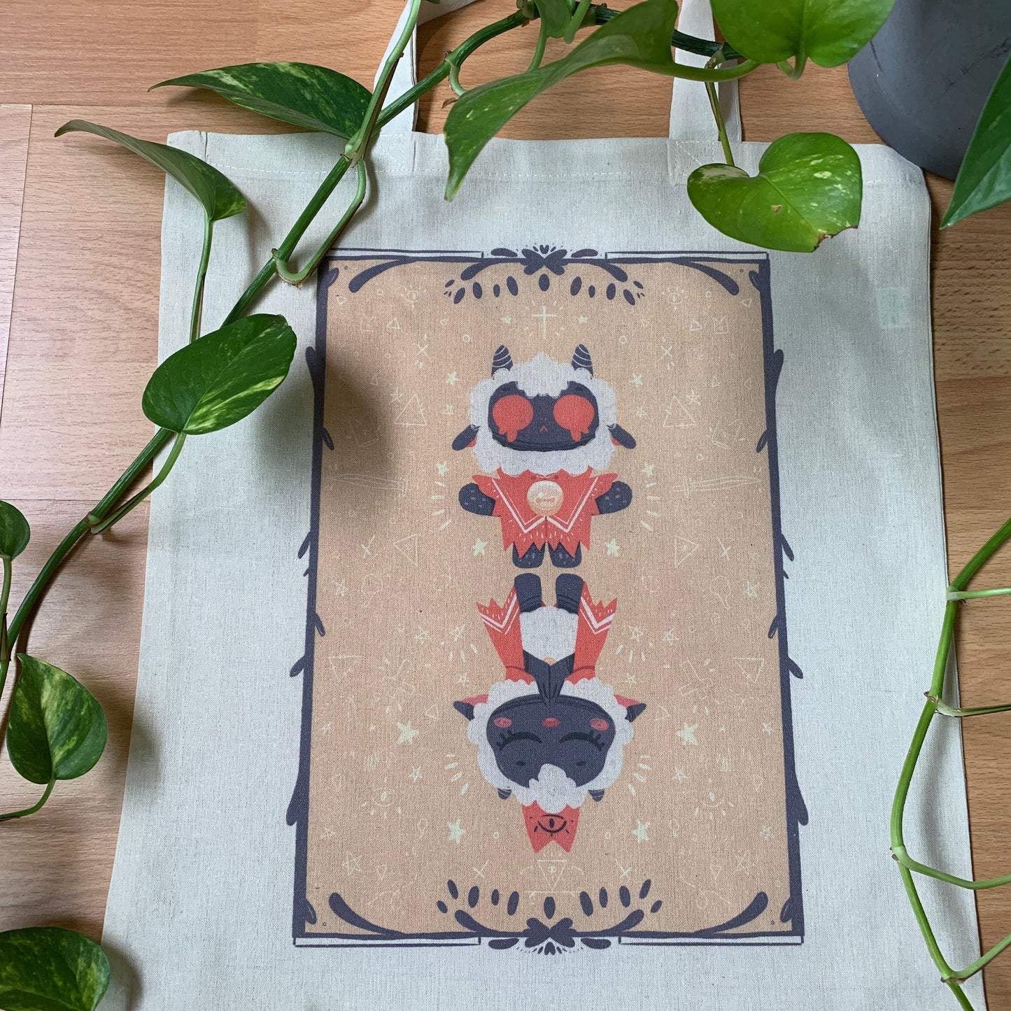 Tote Bag Ilustración Cult Of The Lamb | Bolsa Tela Fanart Cult Of The Lamb | Fan Art 100% Algodón 40x40cm 16x16inch