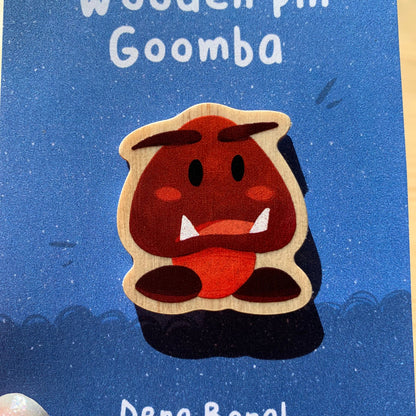 Pin de madera natural, Goomba Super Mario Bros, Nintendo Switch