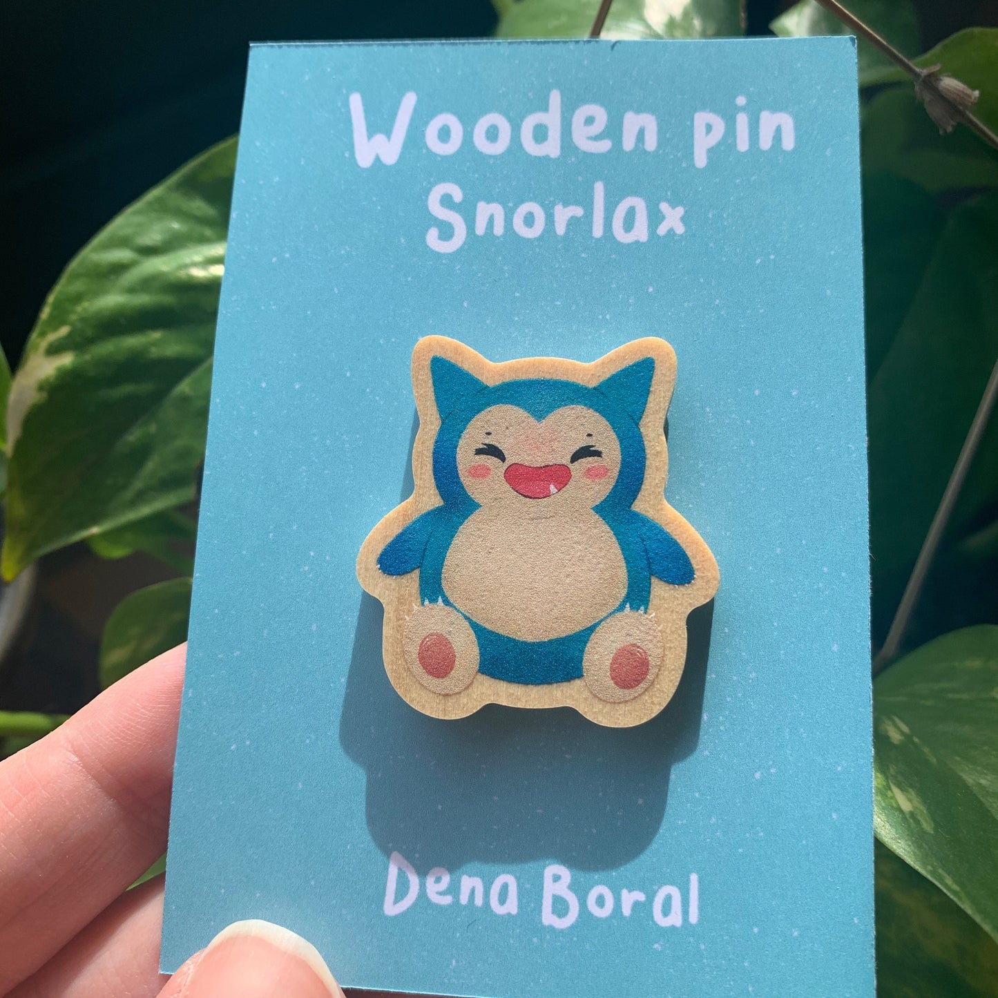 Pin de Madera Snorlax-poke   |Snorlax  Wooden Pin Badge | Snorlax