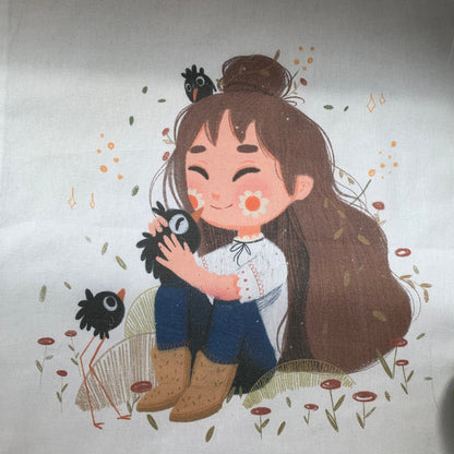 Tote Bag Birds | Bolsa Tela Ilustración Original Dena Boral | 100% Algodón 40x40cm 16x16inch