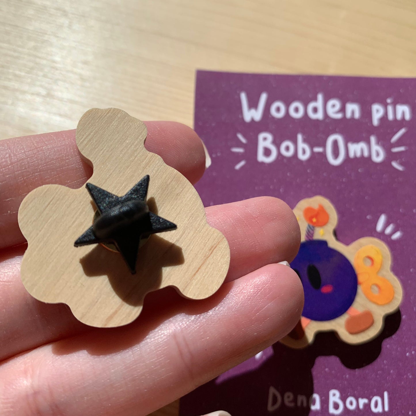 Pin de madera natural, Bob-Omb Super Mario Bros, Nintendo Switch