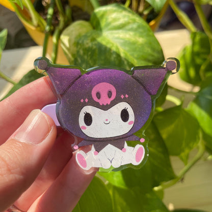 Pinza para el pelo inspirada en Kuromi: pasador, horquilla, diseño brillante con glitter