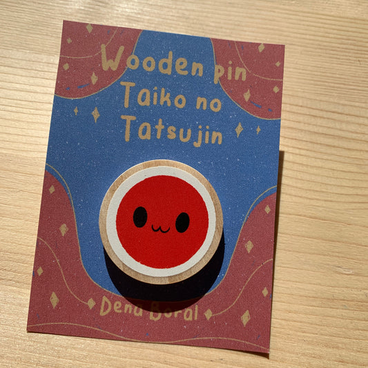 Pin de Madera Taiko No Tatsujin | Drum Wooden Pin Inspired Tambor | Pin Original Regalo Eco Friendly Madera Natural