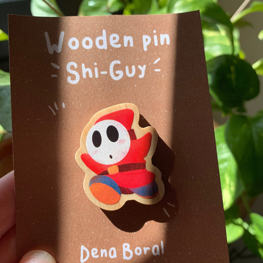 Pin de madera natural, Shi-Guy Super Mario Bros, Nintendo Switch