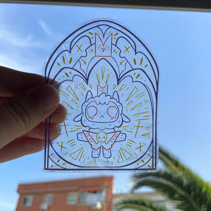 Cult of The Lamb Suncatcher, Pegatina atrapasol reutilizable para ventana