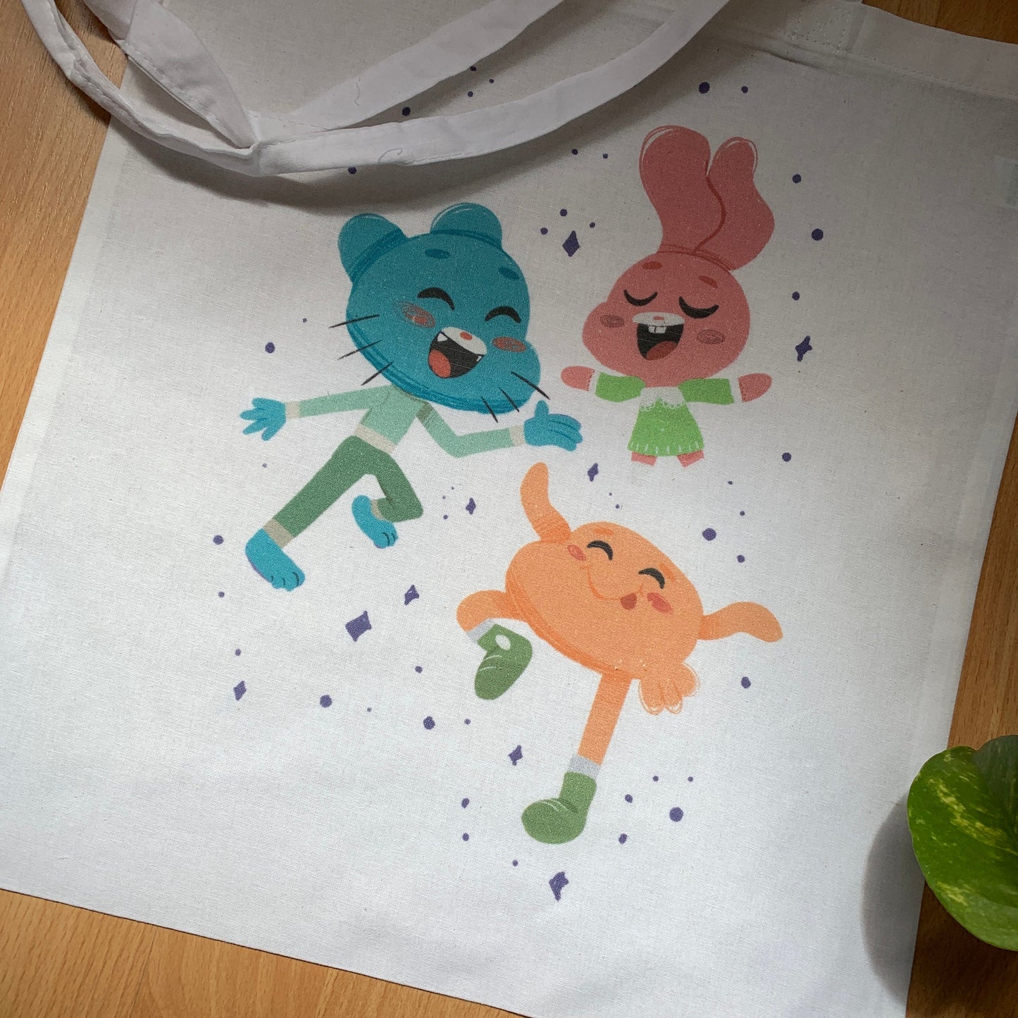 Tote Bag Gumball, Bolsa Tela Fanart The Amazing World of Gumball, Fan Art Bolso 100% Algodón 40x40cm 16x16inch