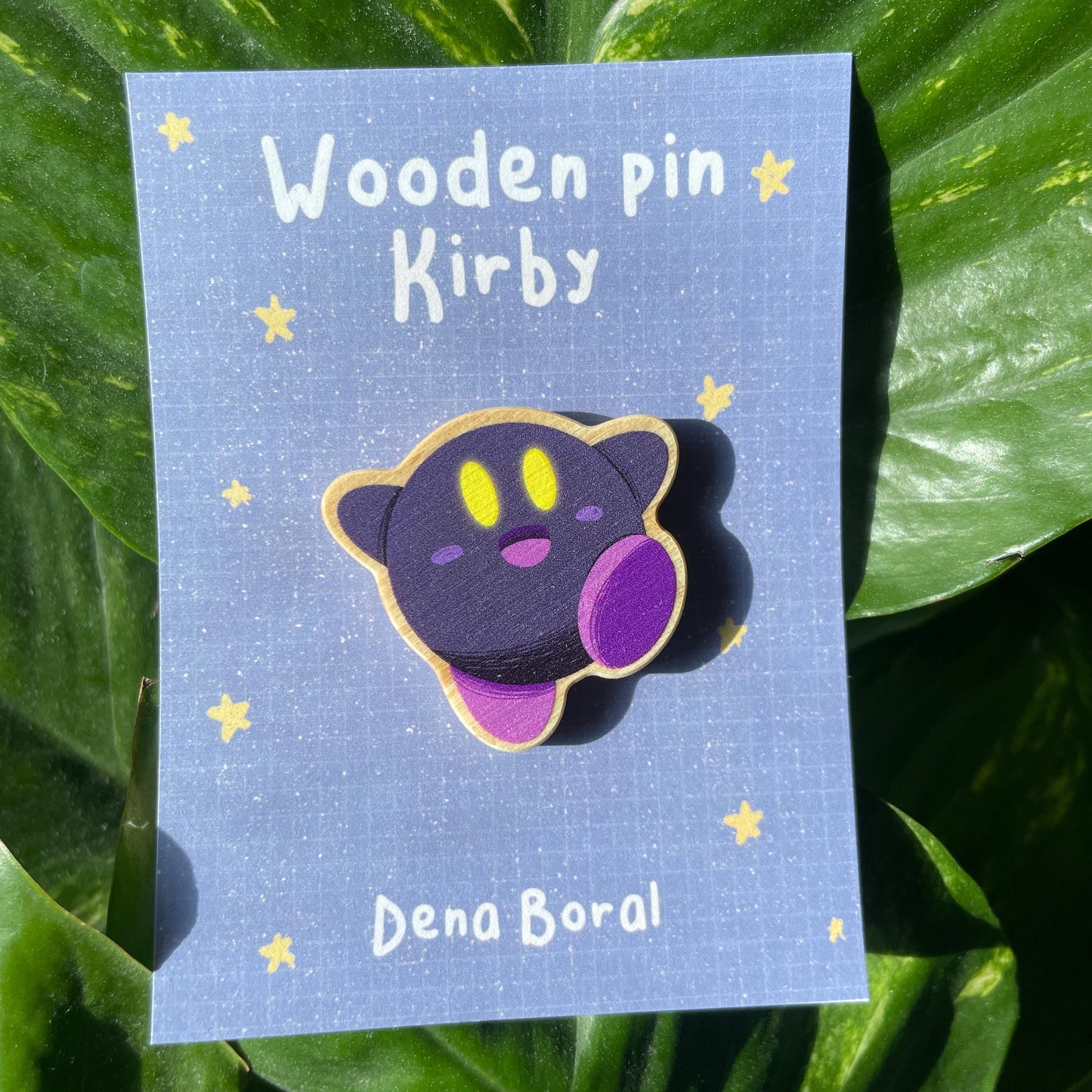 Dark Purple Kirby Pin de Madera | Wooden Pin Inspired Kirby | Pin Original Regalo Eco Friendly Madera Natural