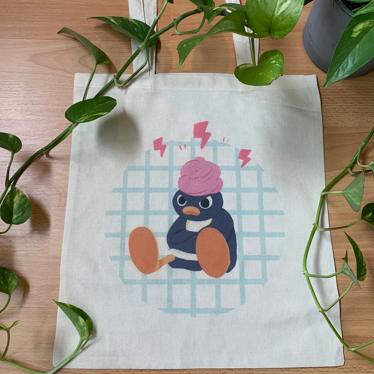 Tote Bag Pingu Enfadado | Bolsa Tela Fanart Angry Pingu Totebag | Fan Art 100% Algodón 40x40cm 16x16inch
