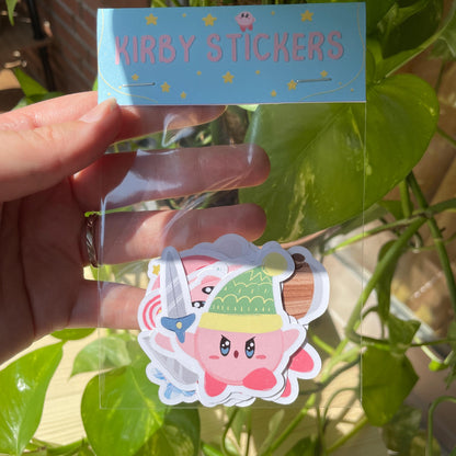 Kirby Fan Pack, Pegatinas y pin de madera natural de la colección Kirby, fanart de Nintendo
