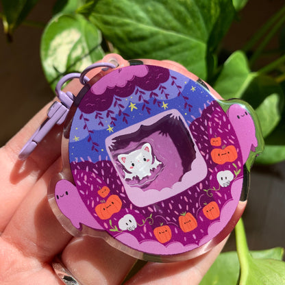 Llavero Halloween  murciélago blanco | Tamagotchi shaker