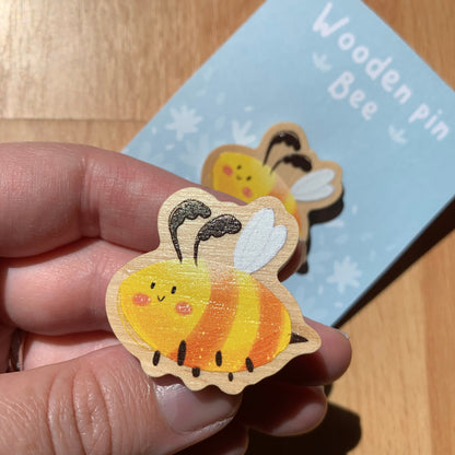 Pin de Madera Abeja | Wooden Pin Arte Original | Pin Regalo Eco Friendly Madera Natural