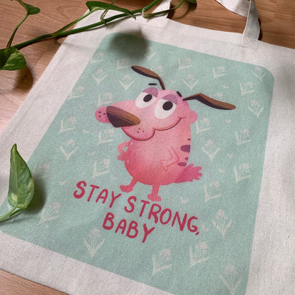 Tote Bag Agallas el perro cobarde | Bolsa Tela Fanart Courage The Cowardly Dog Totebag | Fan Art 100% Algodón 40x40cm 16x16inch