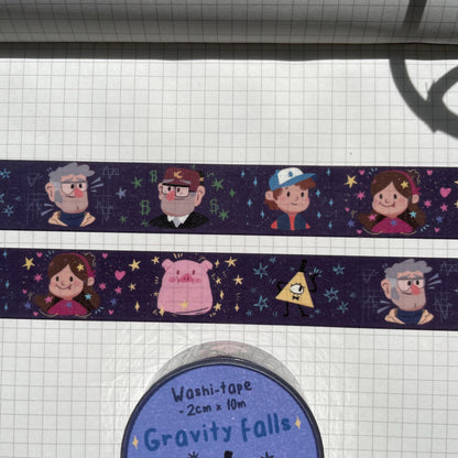 Washi Tape Gravity Falls Universe Ilustrado: Cinta Decorativa Retro y Kawaii de la colección "Gravity Falls"
