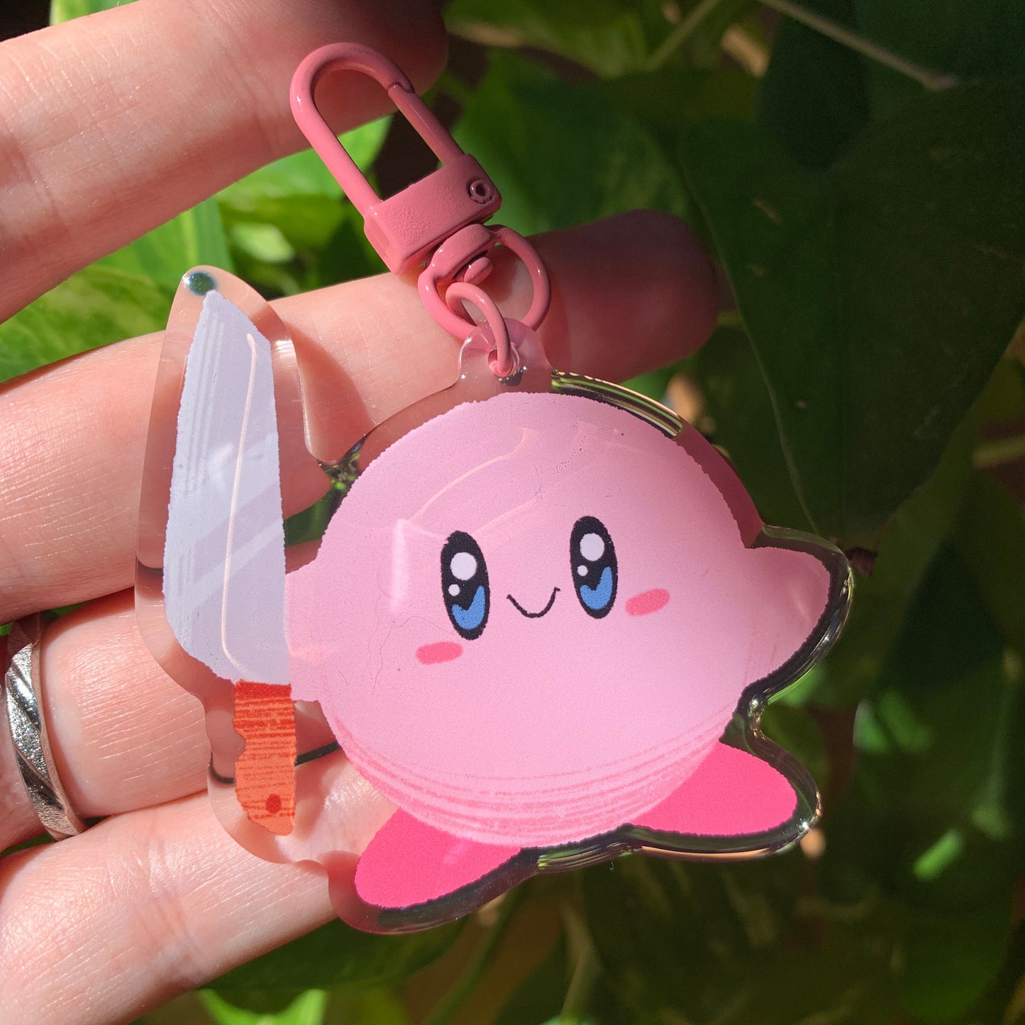 Llavero Acrilico de Kirby Cuchillo, Colección Kirby, Llavero acrilico con epoxy doble cara, colgante para mochilas