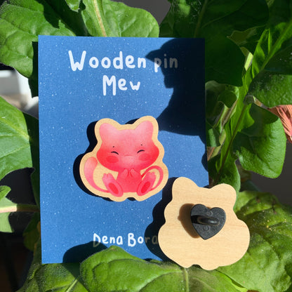 Pin de Madera Mew-poke| Mew  Wooden Pin Badge | Mew Poke