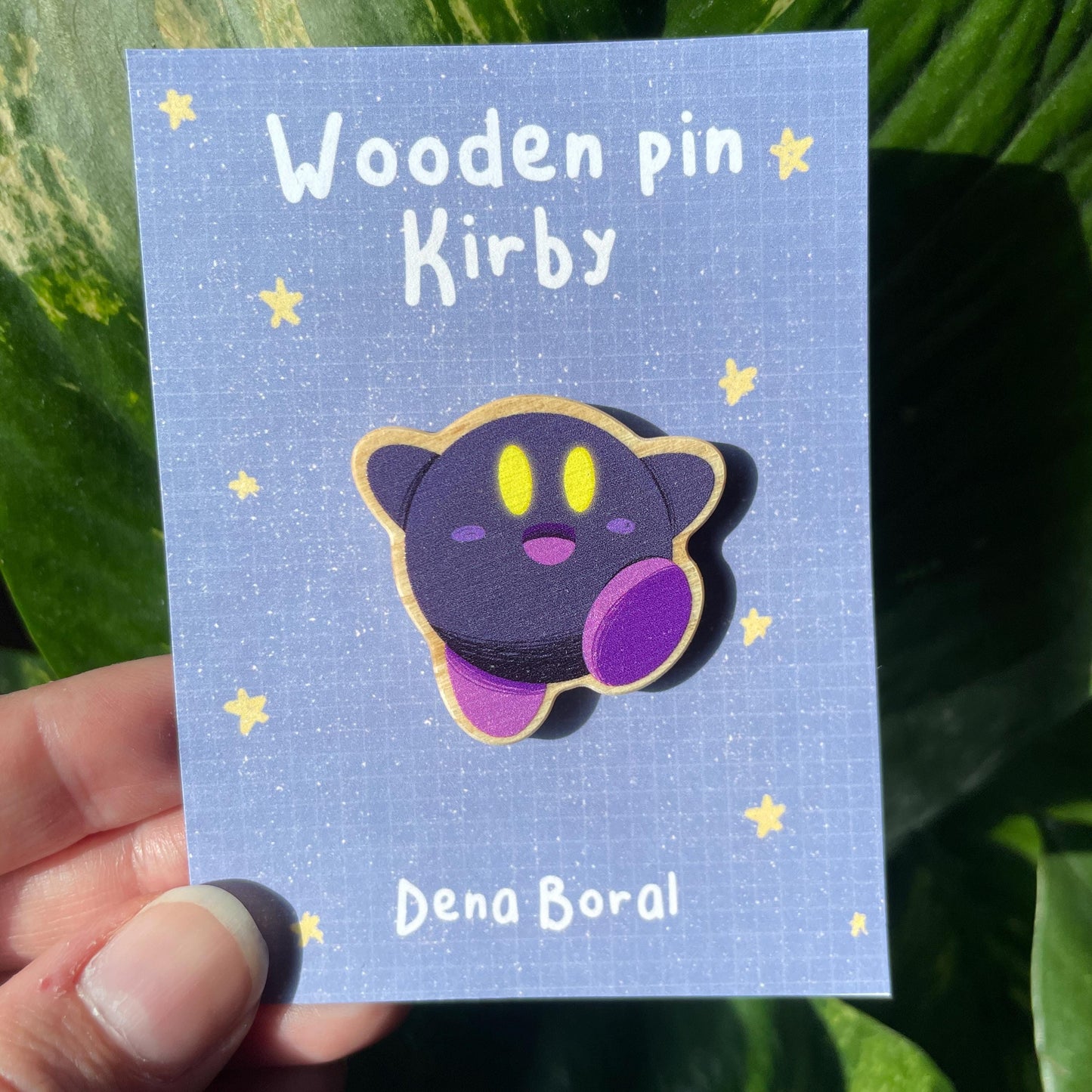 Dark Purple Kirby Pin de Madera | Wooden Pin Inspired Kirby | Pin Original Regalo Eco Friendly Madera Natural