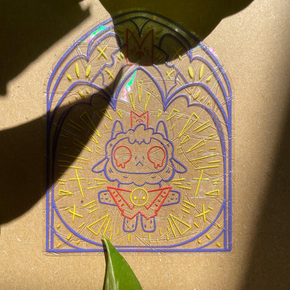 Cult of The Lamb Suncatcher, Pegatina atrapasol reutilizable para ventana