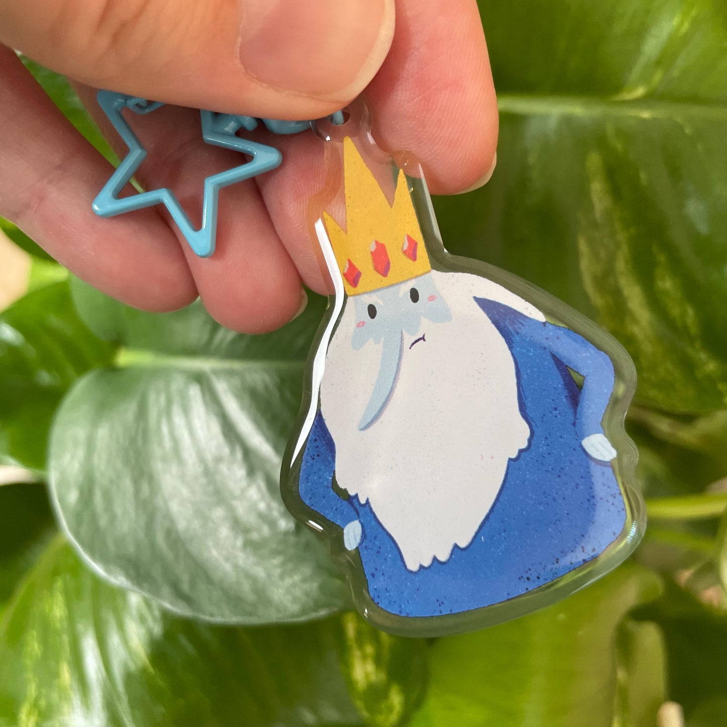 Rey Hielo Adventure Time Keyring | Ice King Hora de Aventuras llavero acrilico | Fanart Llavero colgante regalo llaves mochila Keychain