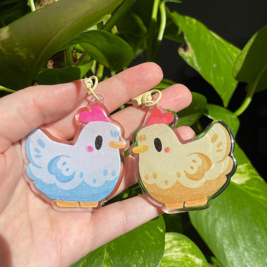 Llavero Gallina Stardew Valley Doble Diseño | Keyring Keychain Acrilico colgante regalo llaves mochila Keychain