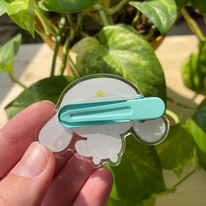 Pinza para el pelo inspirada en Cinnamoroll: pasador, horquilla, diseño brillante con glitter